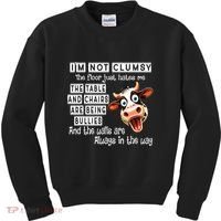 Cow IM Not Clumsy The Floor Just Hates Me The Table Kids Sweatshirt thumb 0