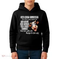 Cow IM Not Clumsy The Floor Just Hates Me The Table Kids Hoodie thumb 4