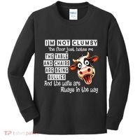 Cow IM Not Clumsy The Floor Just Hates Me The Table Kids Long Sleeve Shirt thumb 0