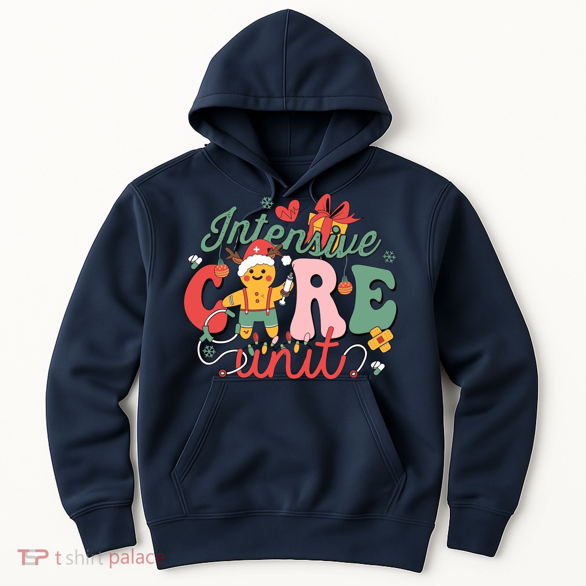 Christmas Icu Nurse Hospital Gingerbread Intensive Care Unit Hoodie