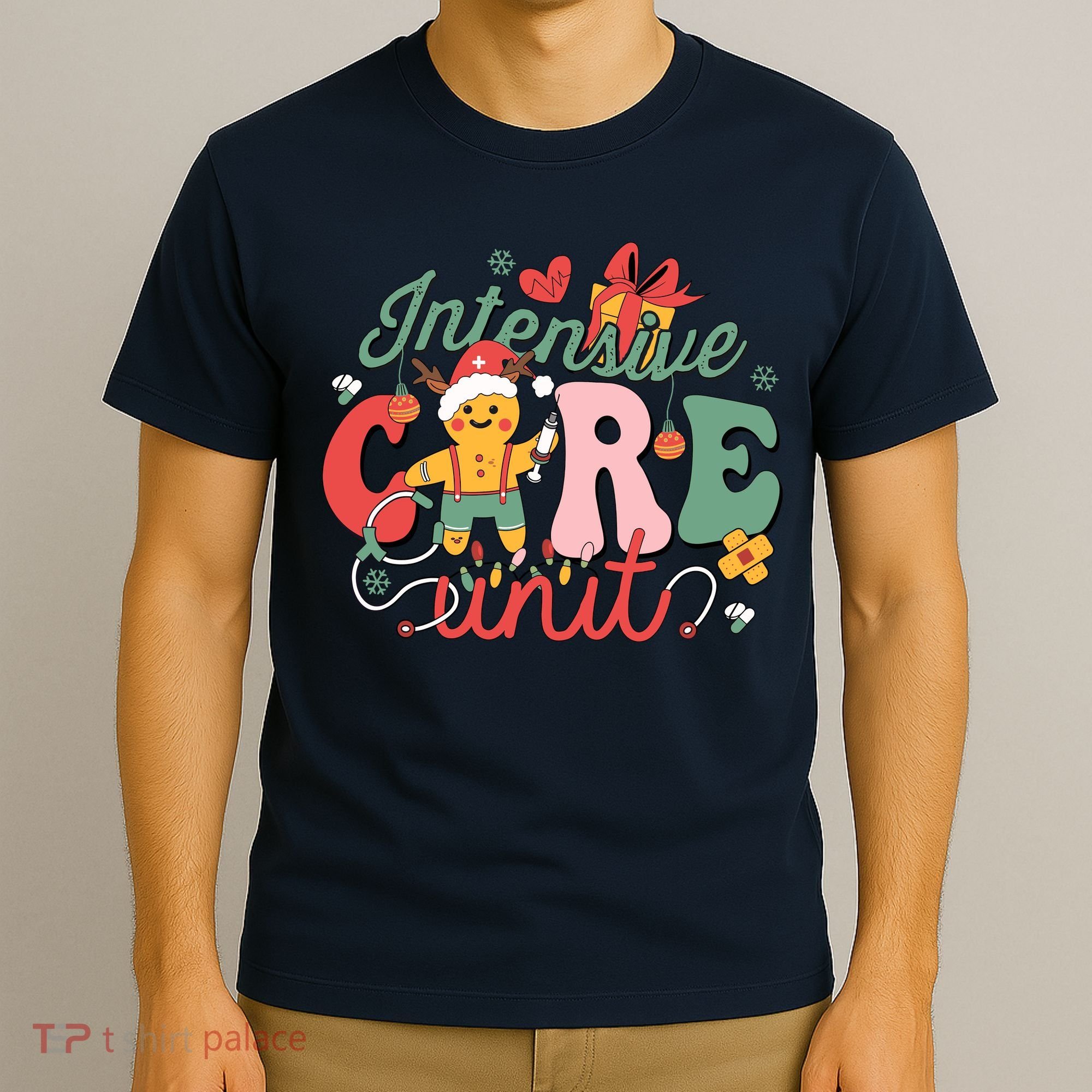 Christmas Icu Nurse Hospital Gingerbread Intensive Care Unit T-Shirt