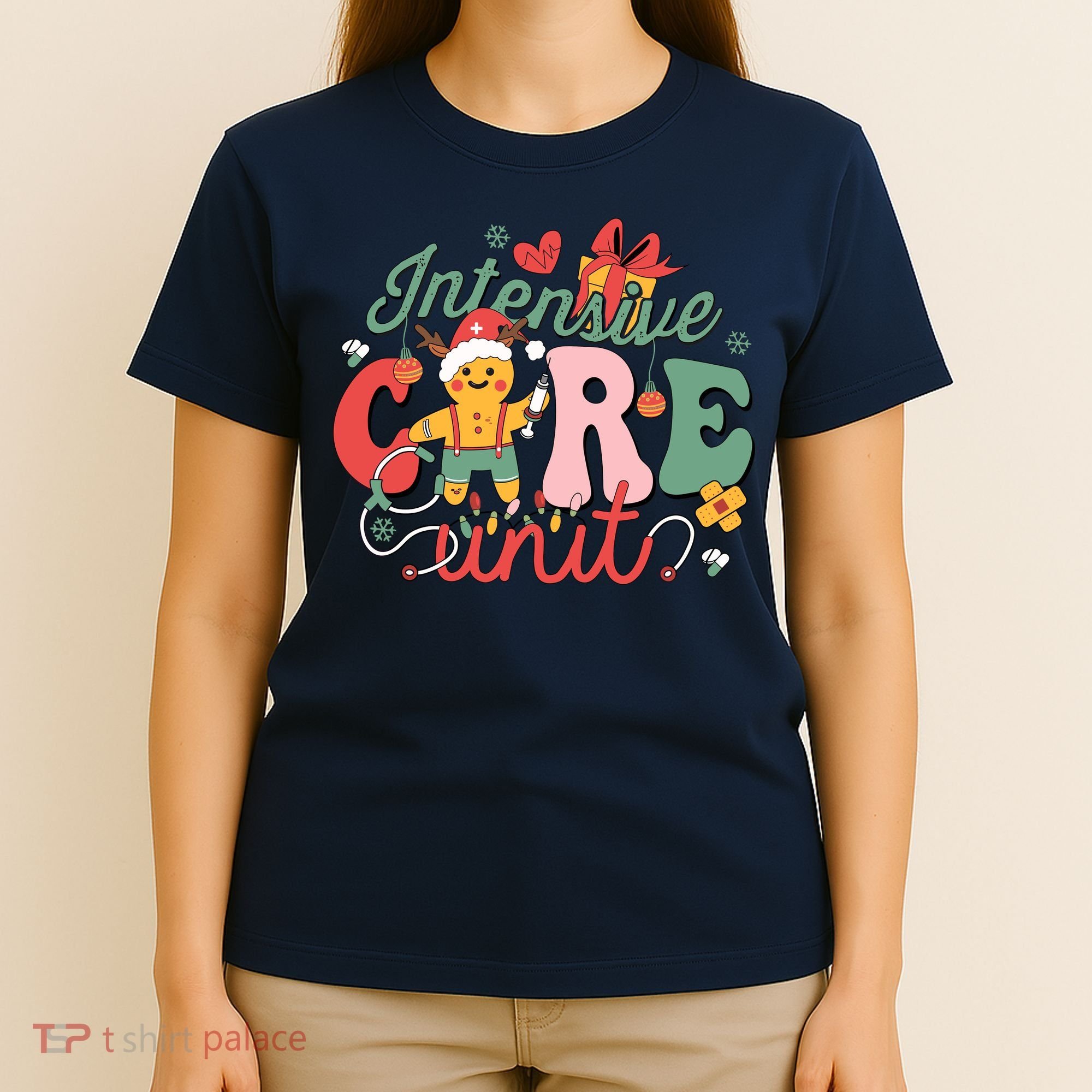 Christmas Icu Nurse Hospital Gingerbread Intensive Care Unit T-Shirt
