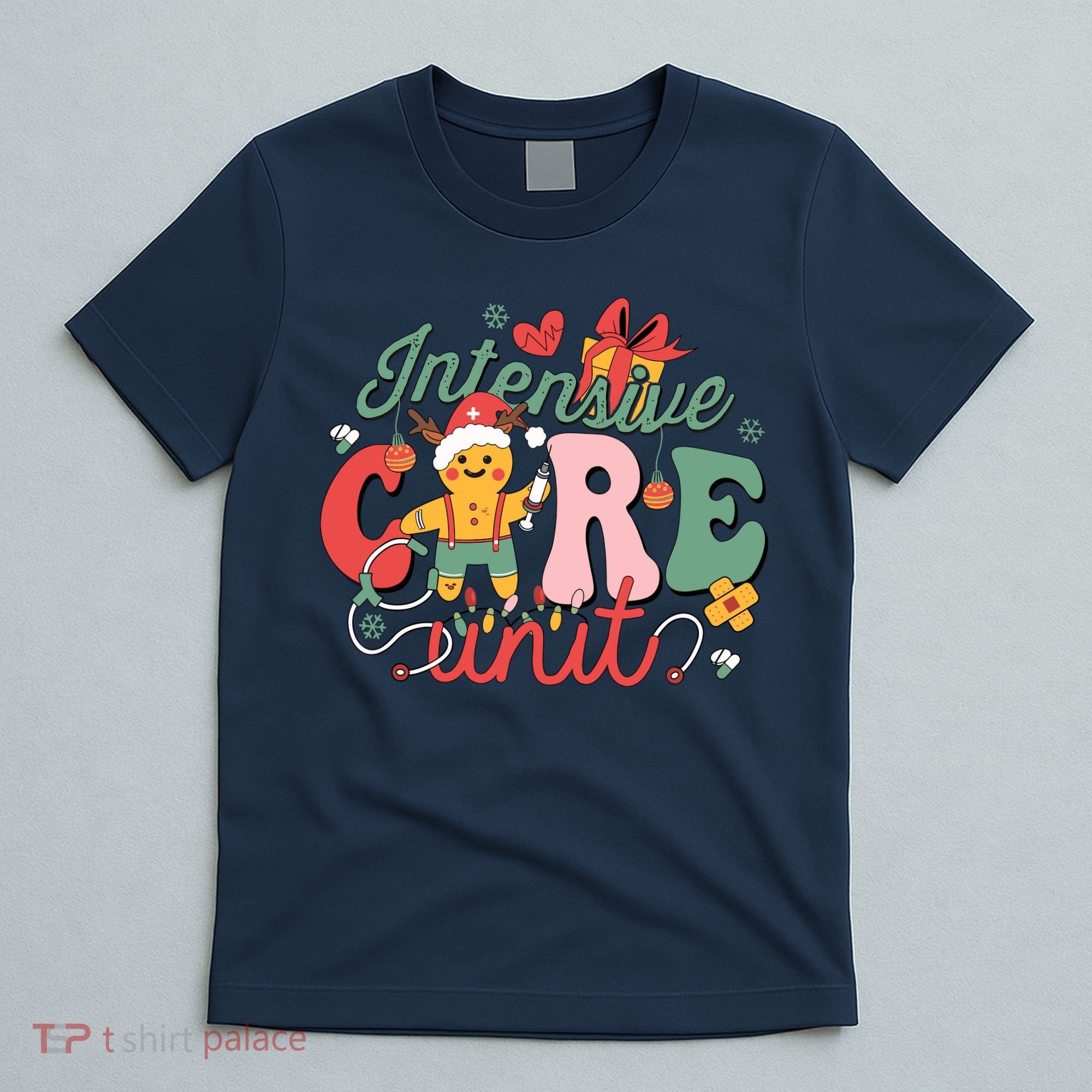 Christmas Icu Nurse Hospital Gingerbread Intensive Care Unit T-Shirt