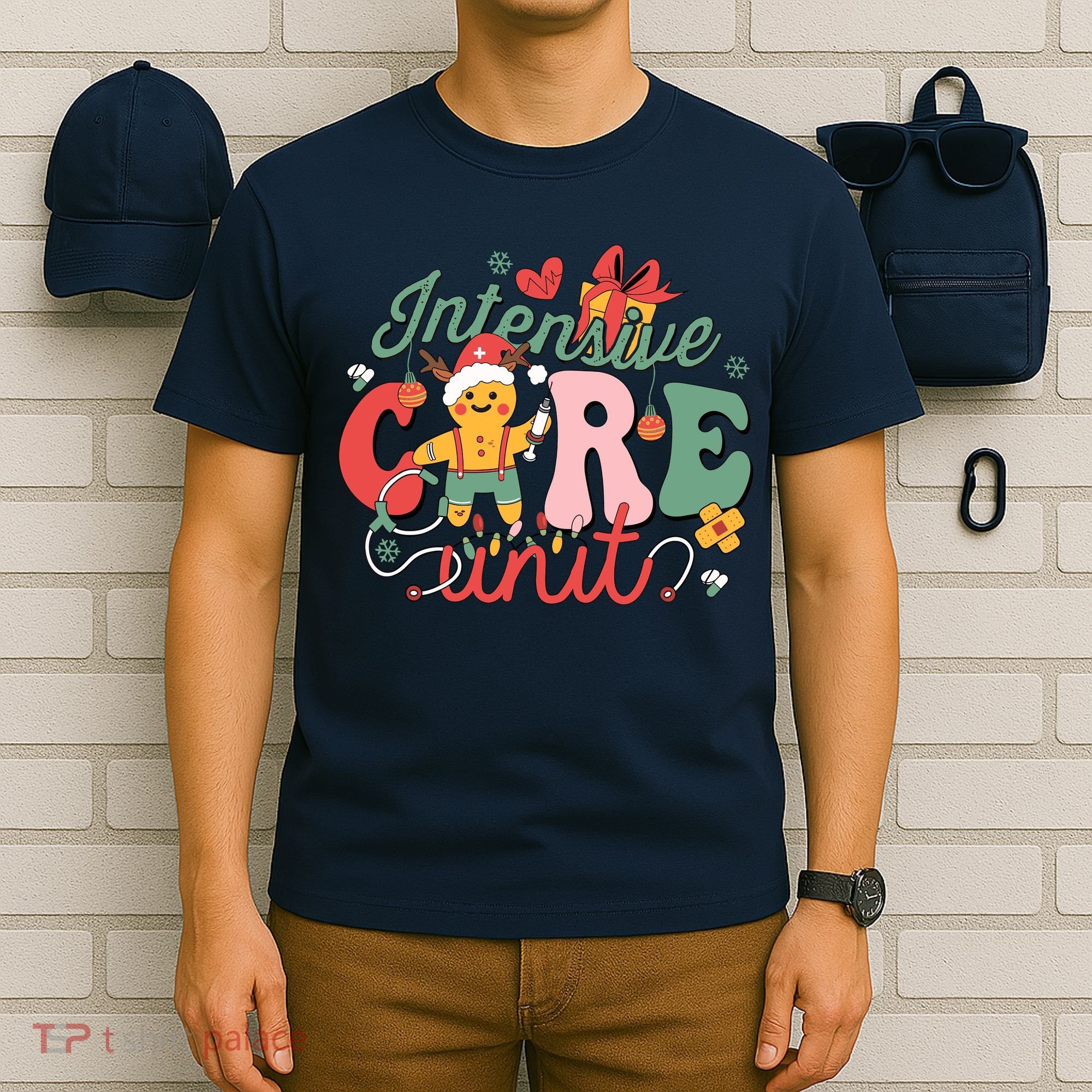Christmas Icu Nurse Hospital Gingerbread Intensive Care Unit T-Shirt