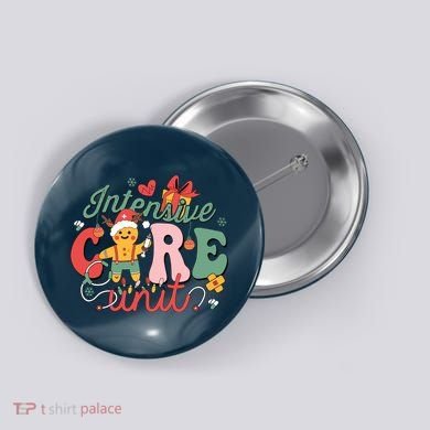 Christmas Icu Nurse Hospital Gingerbread Intensive Care Unit Button