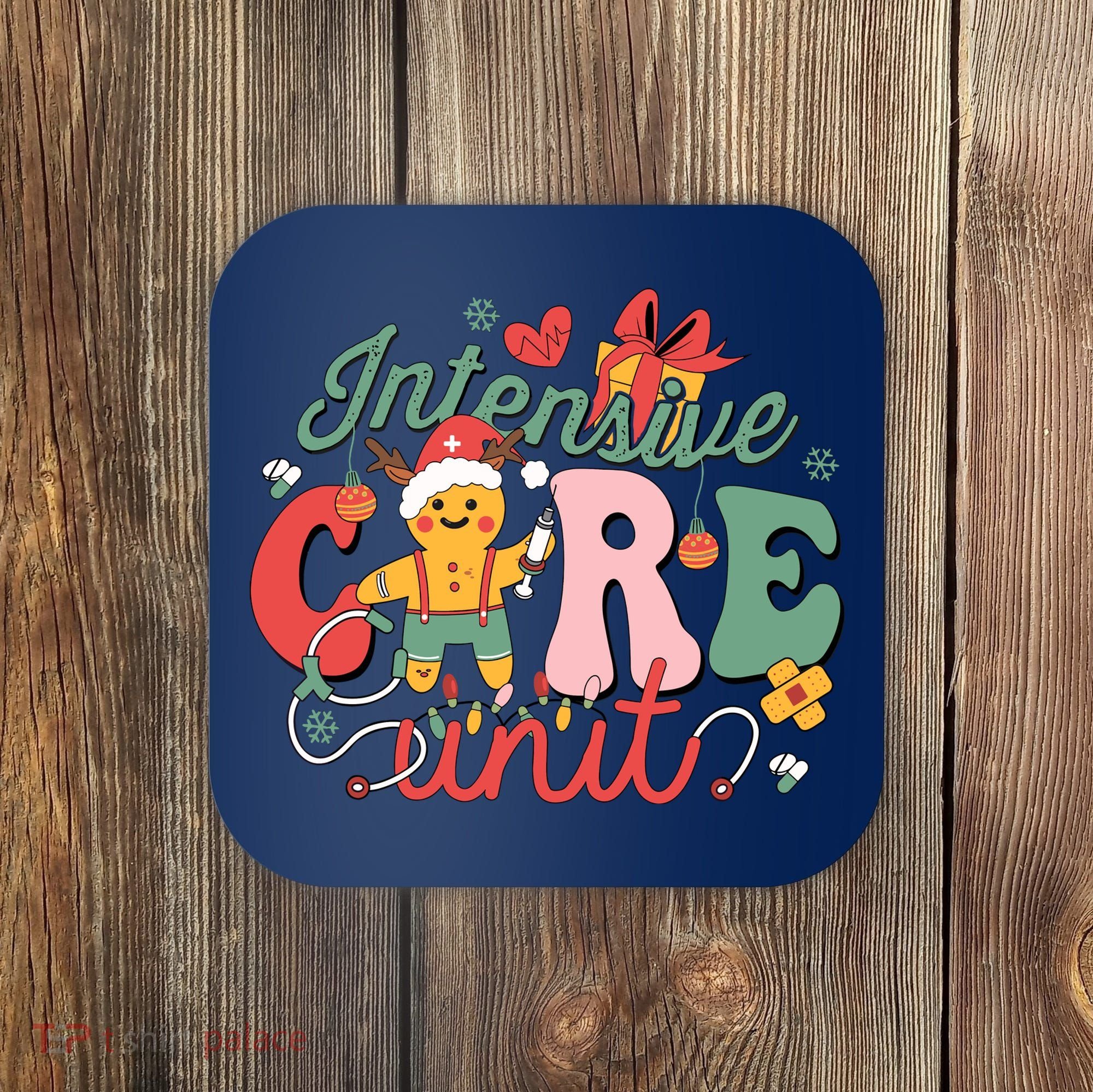 Christmas Icu Nurse Hospital Gingerbread Intensive Care Unit Coaster