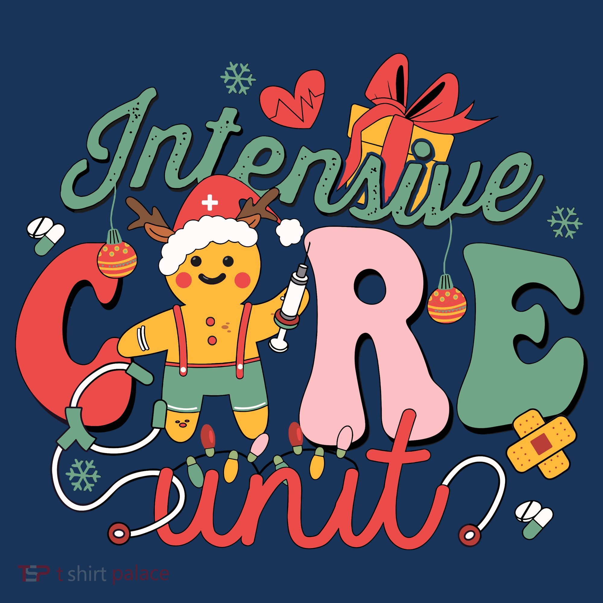 Christmas Icu Nurse Hospital Gingerbread Intensive Care Unit Women's Hoodie