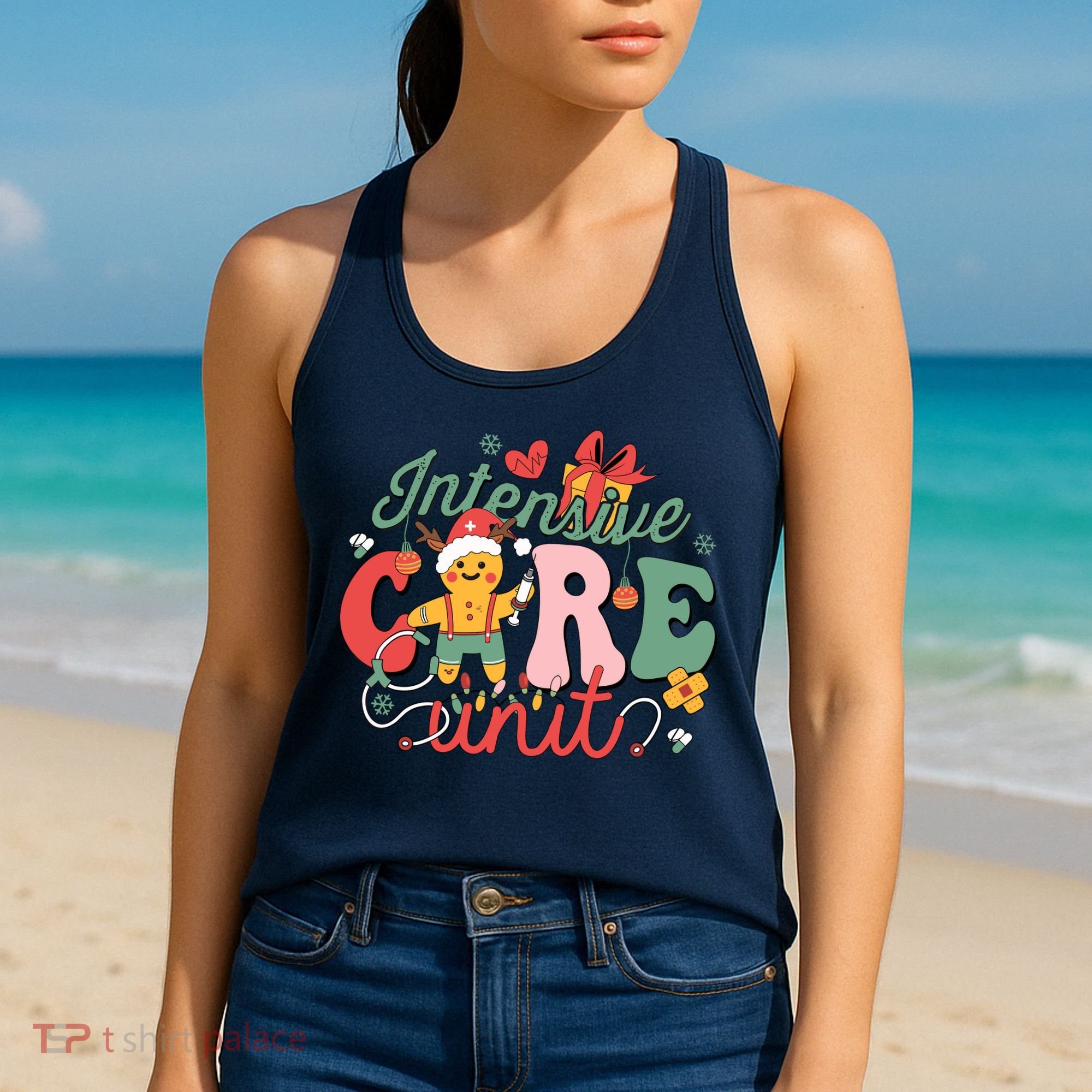 Christmas Icu Nurse Hospital Gingerbread Intensive Care Unit Women's Tank Top