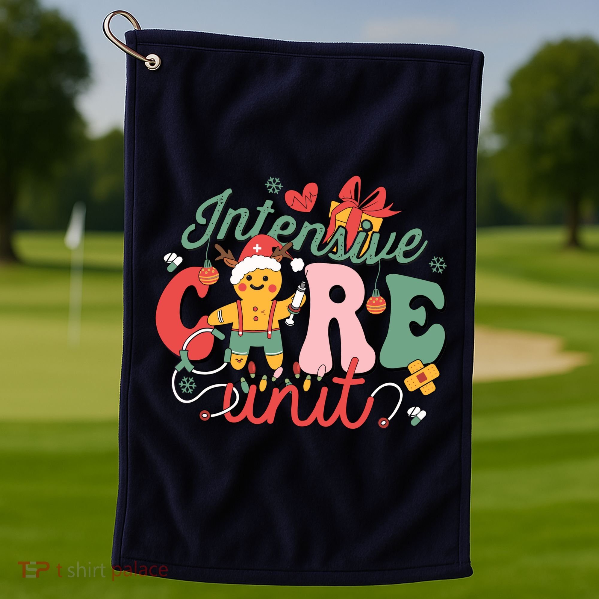 Christmas Icu Nurse Hospital Gingerbread Intensive Care Unit Golf Towel