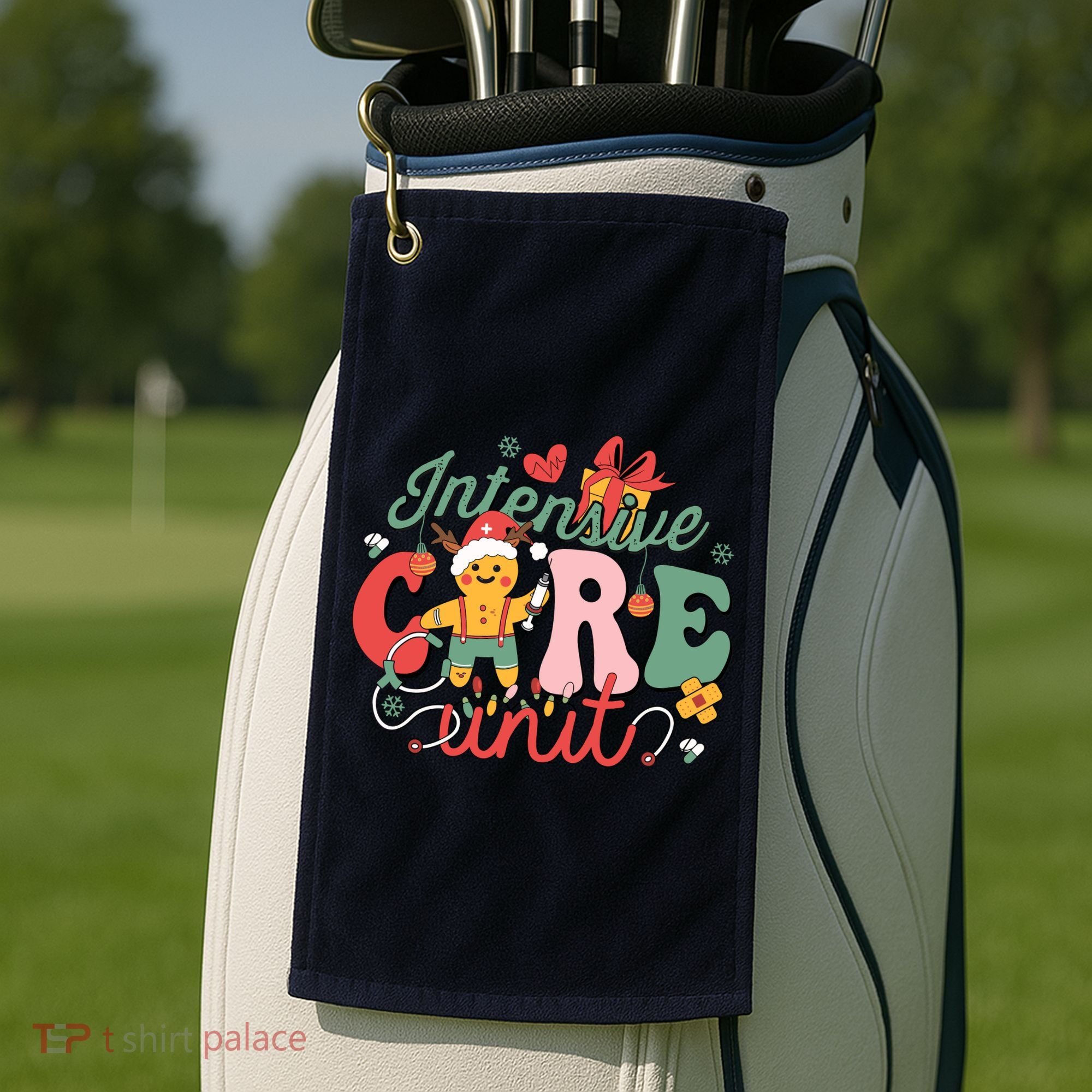 Christmas Icu Nurse Hospital Gingerbread Intensive Care Unit Golf Towel