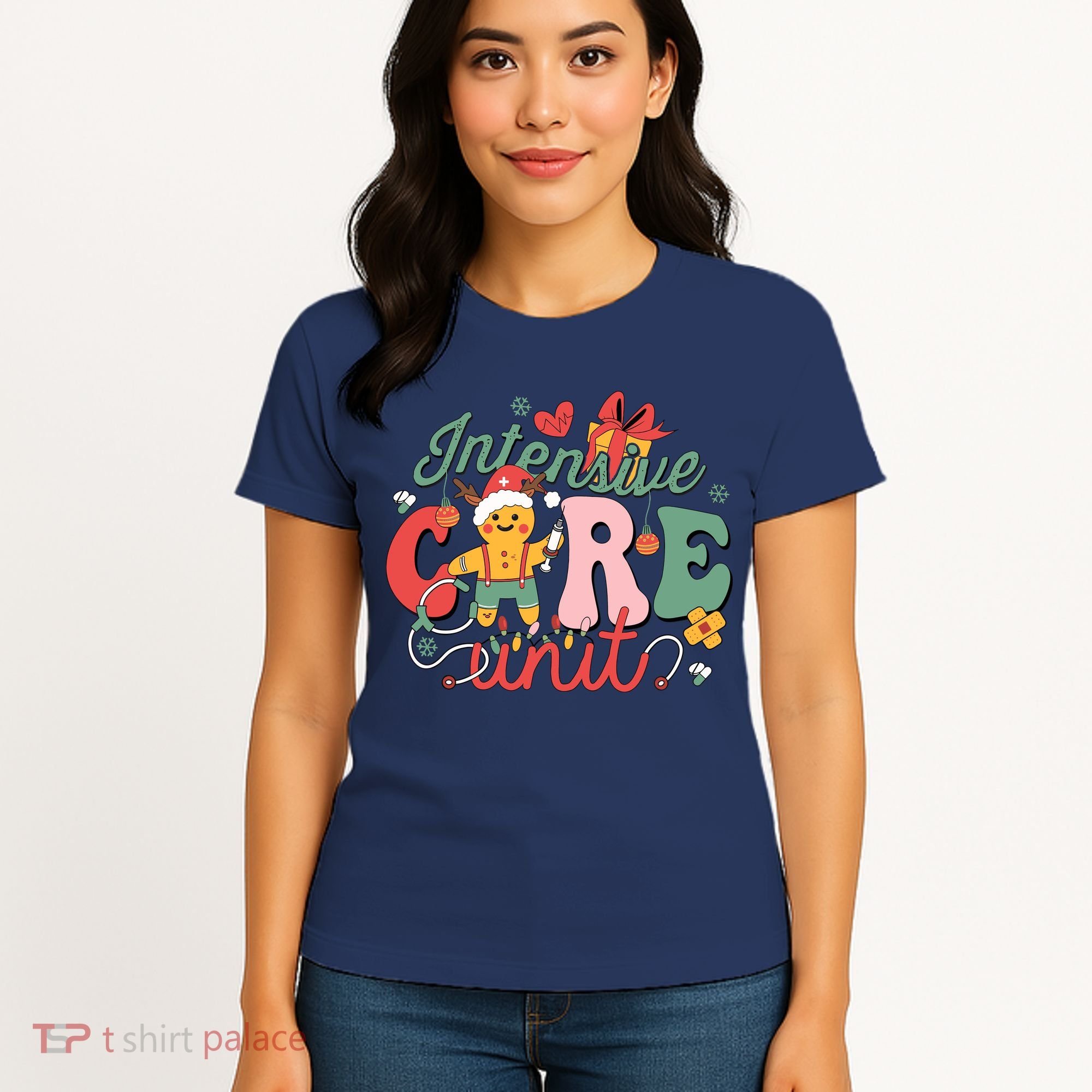 Christmas Icu Nurse Hospital Gingerbread Intensive Care Unit Women's T-Shirt