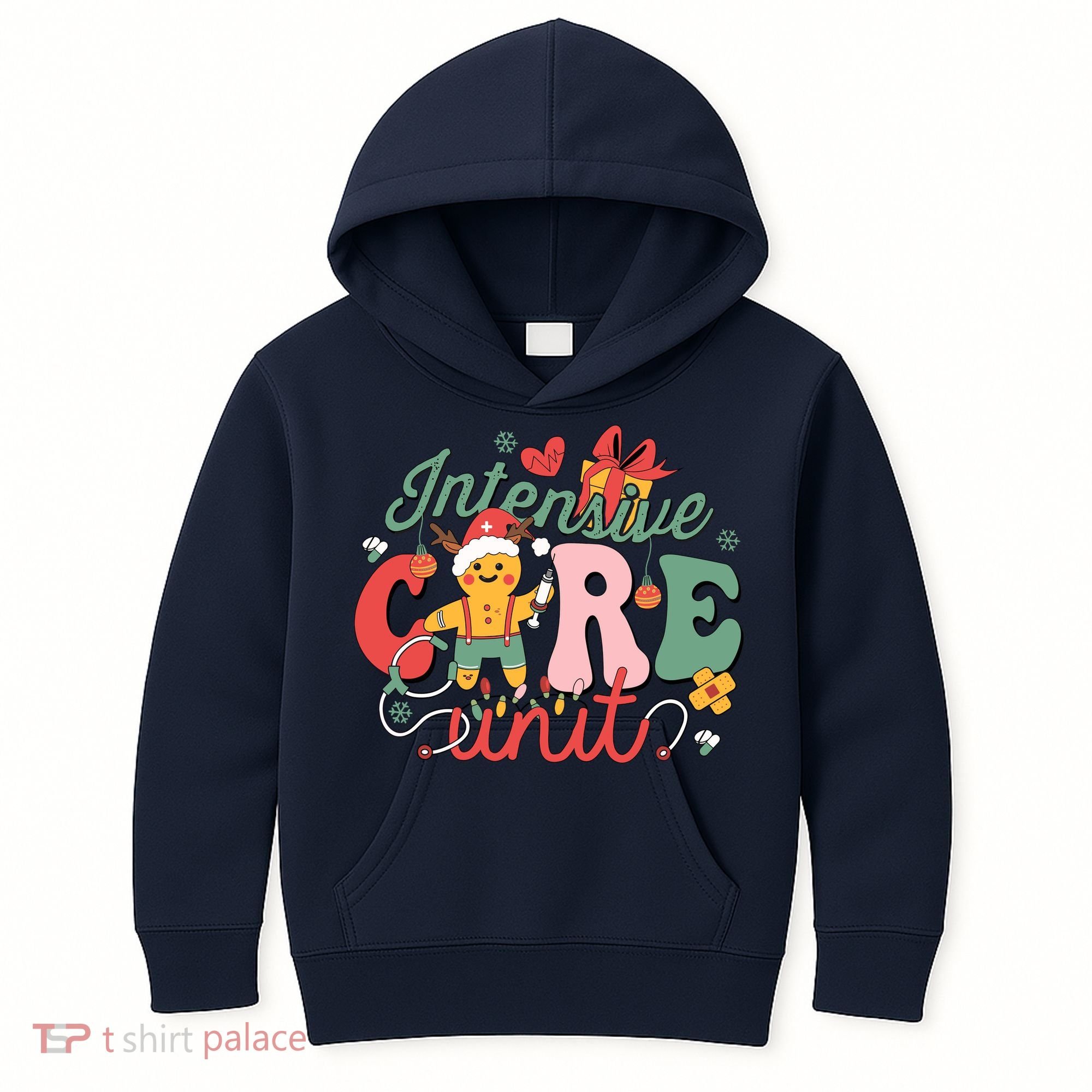 Christmas Icu Nurse Hospital Gingerbread Intensive Care Unit Kids Hoodie