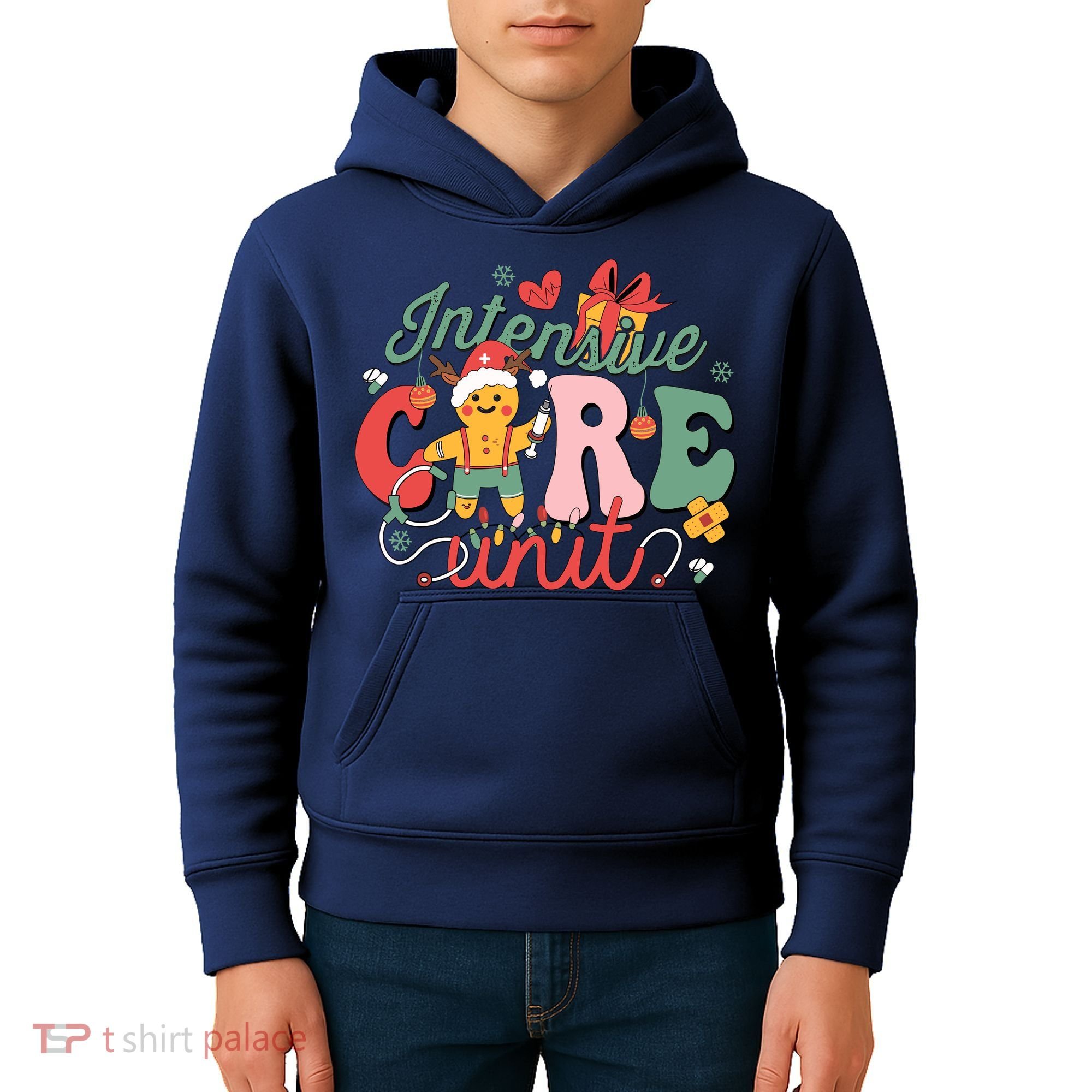 Christmas Icu Nurse Hospital Gingerbread Intensive Care Unit Kids Hoodie