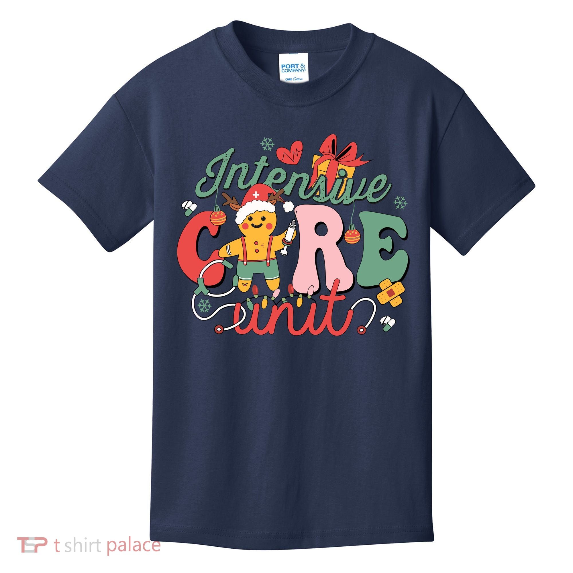 Christmas Icu Nurse Hospital Gingerbread Intensive Care Unit Kids T-Shirt