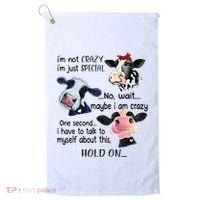 Cow IM Not Crazy IM Just Special Maybe IM Crazy Golf Towel thumb 0