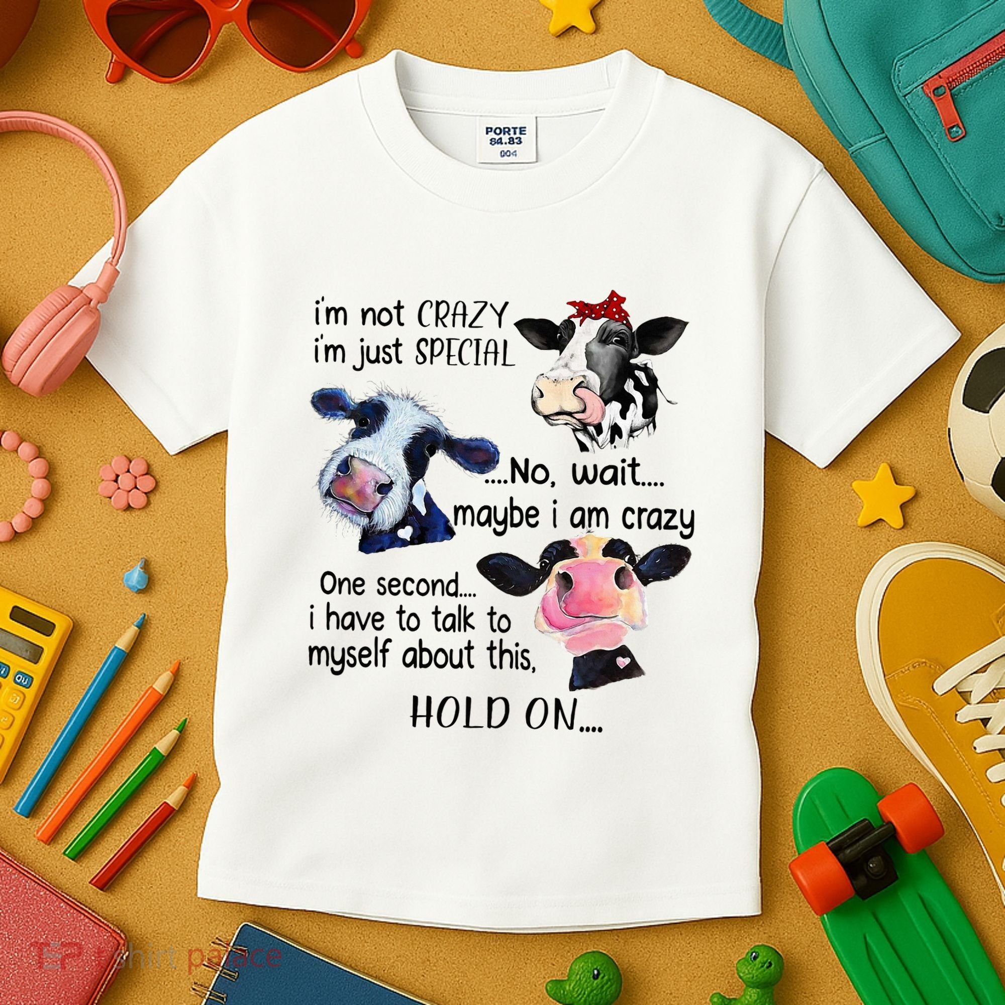 Cow IM Not Crazy IM Just Special Maybe IM Crazy Kids T-Shirt