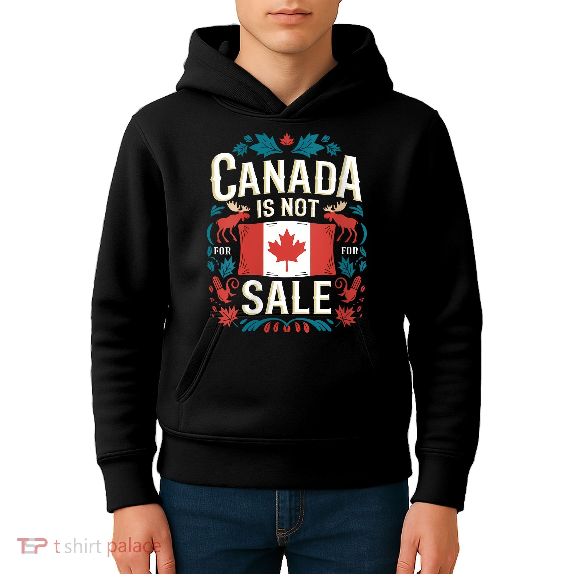 Canada Is Not For Sale Vneck Kids Hoodie