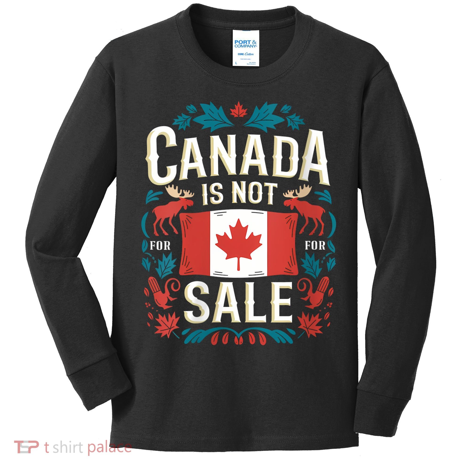 Canada Is Not For Sale Vneck Kids Long Sleeve Shirt