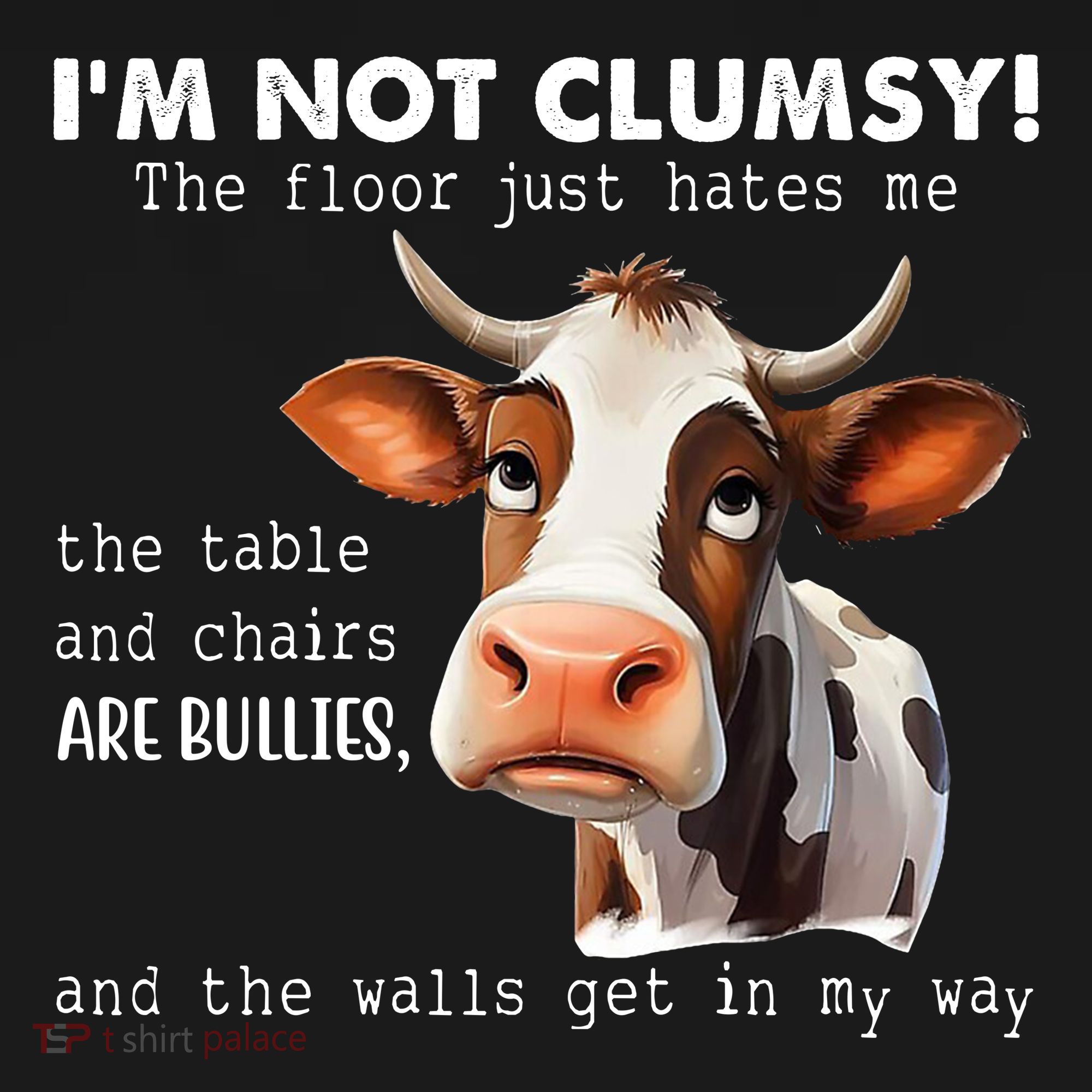 Cow Im Not Clumsy The Floor Just Hates Me Funny USA-Made Doggie Bandana