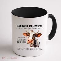 Cow Im Not Clumsy The Floor Just Hates Me Funny Coffee Mug thumb 1