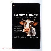 Cow Im Not Clumsy The Floor Just Hates Me Funny Golf Towel thumb 0