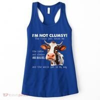 Cow Im Not Clumsy The Floor Just Hates Me Funny Women's Tank Top thumb 0