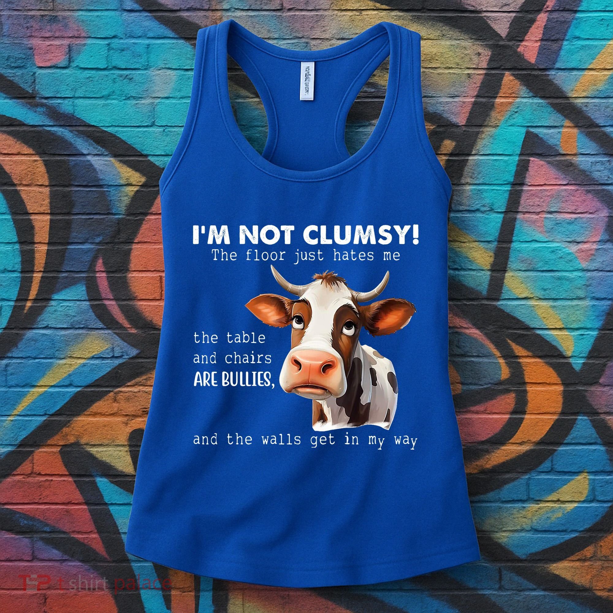 Cow Im Not Clumsy The Floor Just Hates Me Funny Women's Tank Top