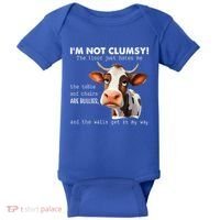 Cow Im Not Clumsy The Floor Just Hates Me Funny Baby Bodysuit thumb 0
