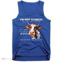 Cow Im Not Clumsy The Floor Just Hates Me Funny Tank Top thumb 0