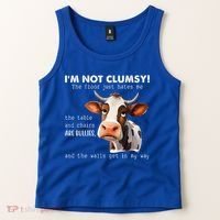 Cow Im Not Clumsy The Floor Just Hates Me Funny Tank Top thumb 2