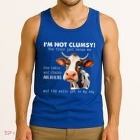 Cow Im Not Clumsy The Floor Just Hates Me Funny Tank Top thumb 3