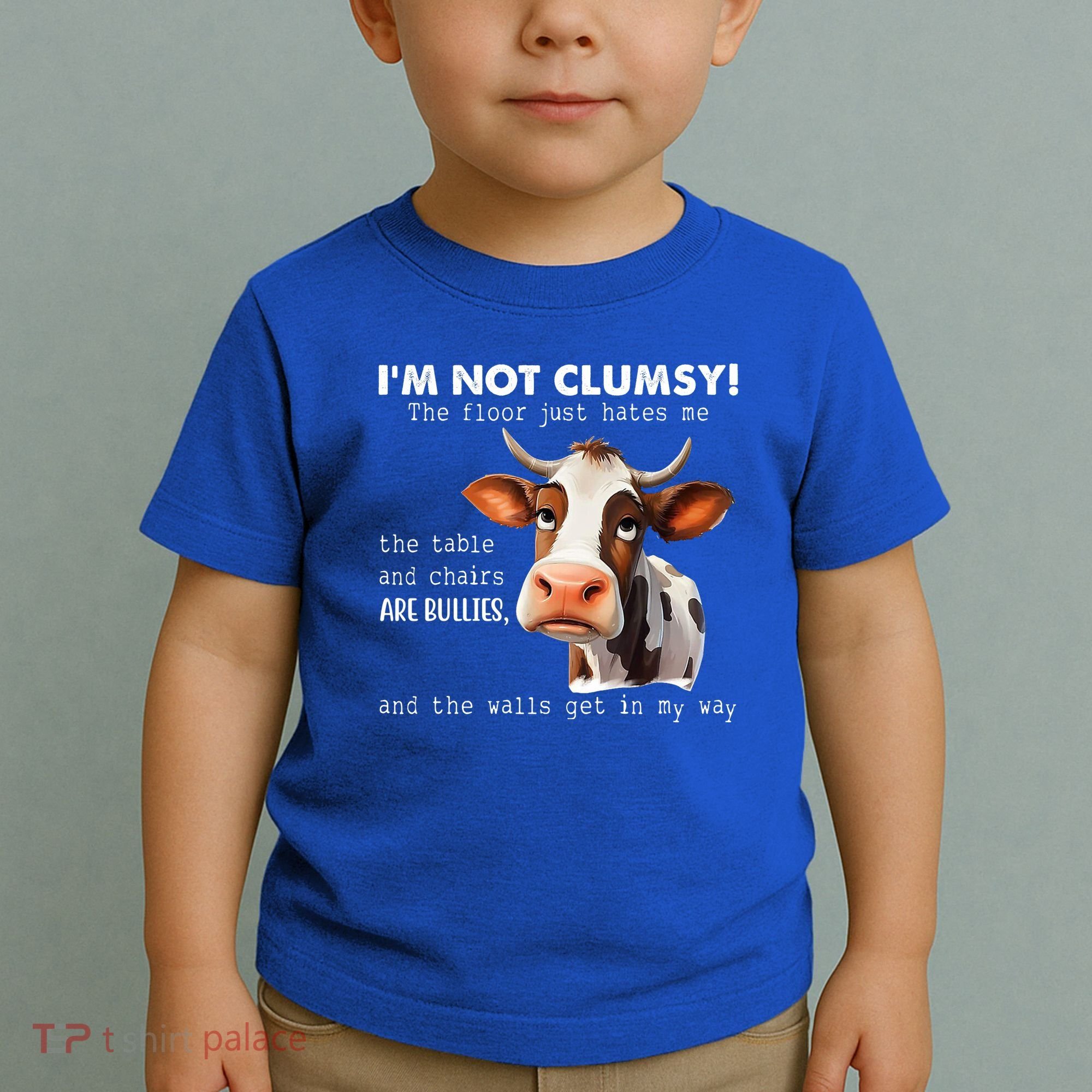 Cow Im Not Clumsy The Floor Just Hates Me Funny Toddler T-Shirt