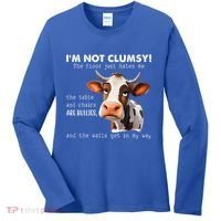 Cow Im Not Clumsy The Floor Just Hates Me Funny Women's Long Sleeve Shirt thumb 0