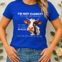 Cow Im Not Clumsy The Floor Just Hates Me Funny Women's T-Shirt thumb 2