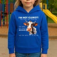 Cow Im Not Clumsy The Floor Just Hates Me Funny Kids Hoodie thumb 3