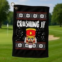 Crushing It Nutcracker Ugly Christmas Xmas Golf Towel thumb 1