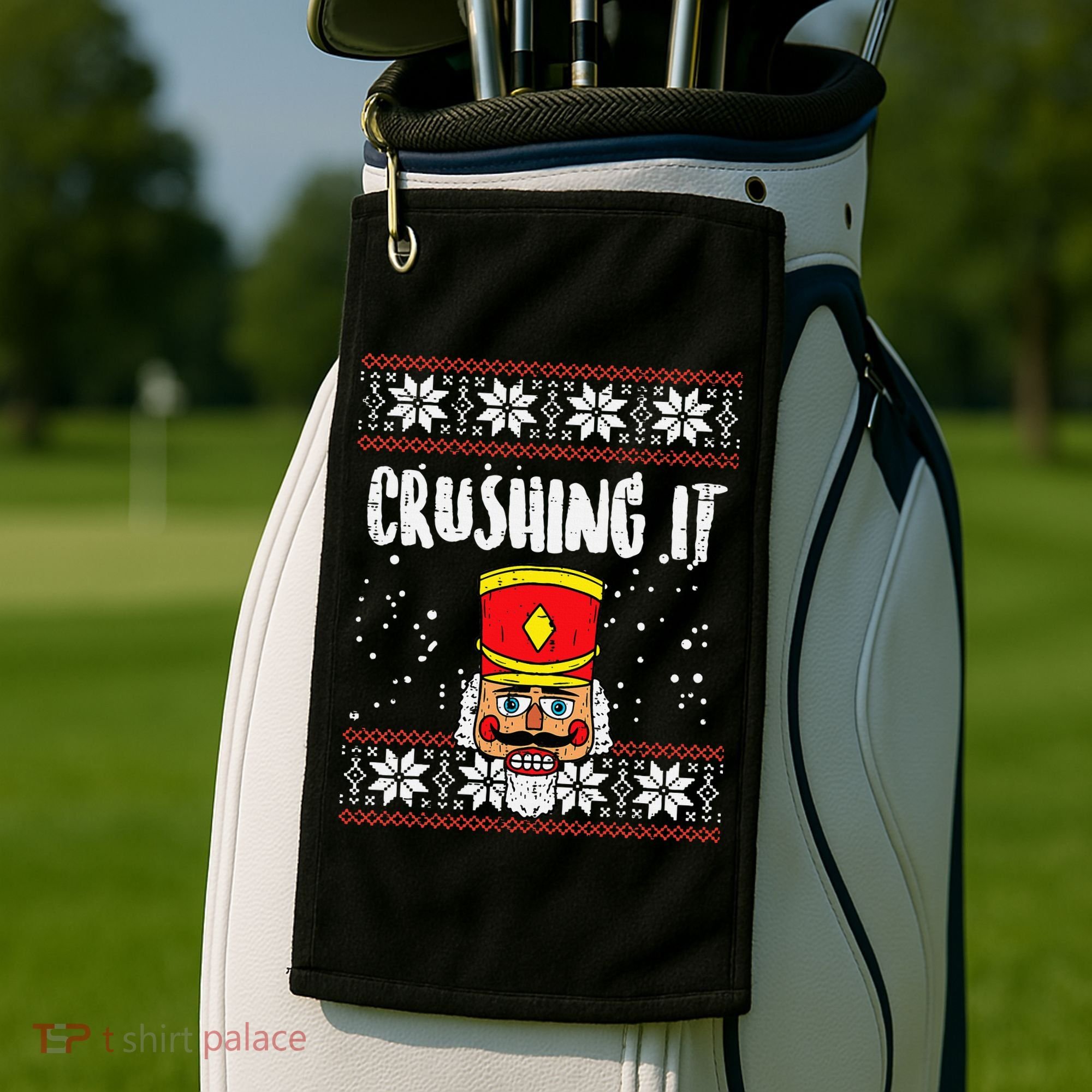 Crushing It Nutcracker Ugly Christmas Xmas Golf Towel