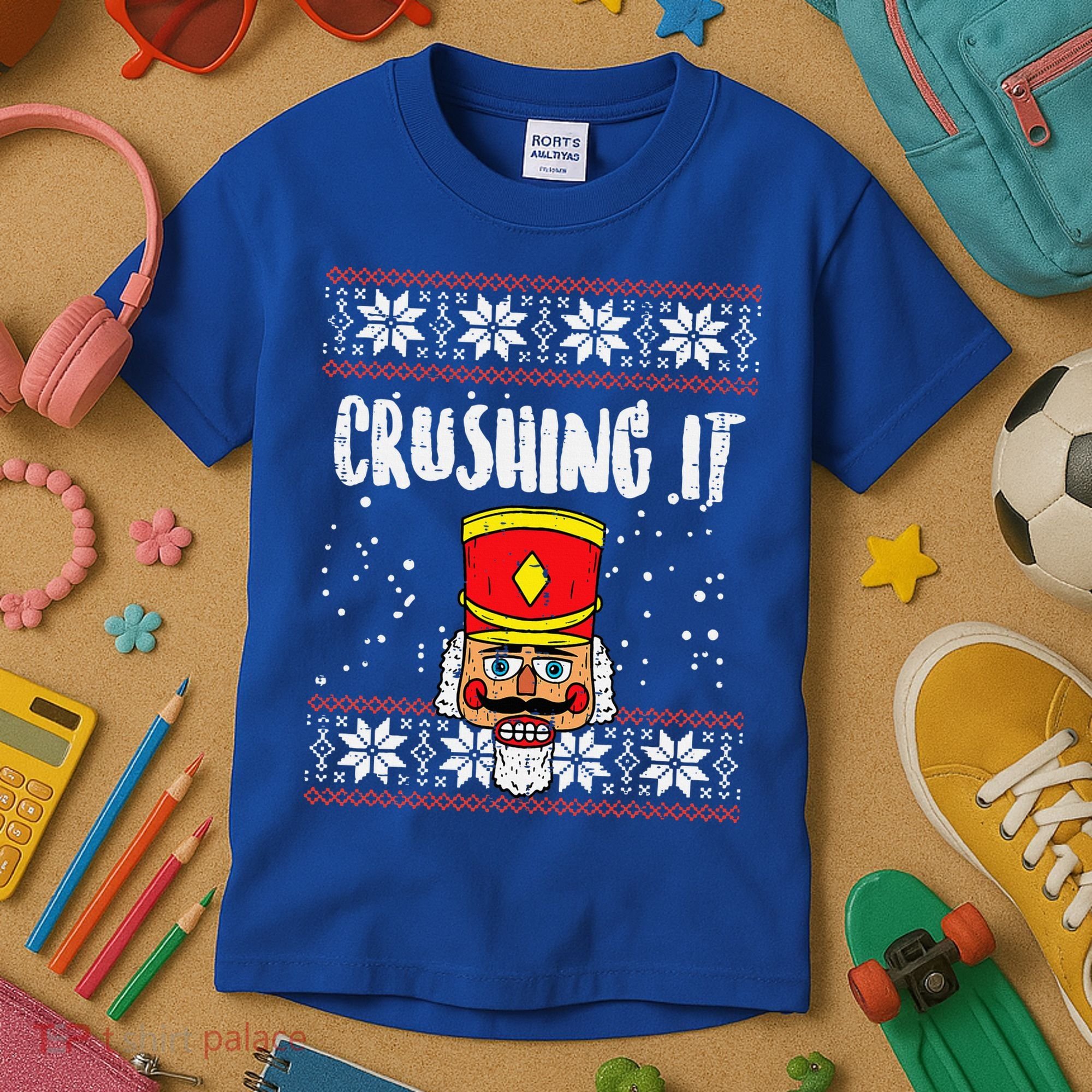 Crushing It Nutcracker Ugly Christmas Xmas Kids T-Shirt