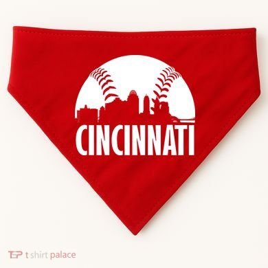 Cincinnati Baseball Skyline USA-Made Doggie Bandana