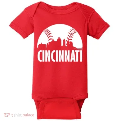 Cincinnati Baseball Skyline Baby Bodysuit