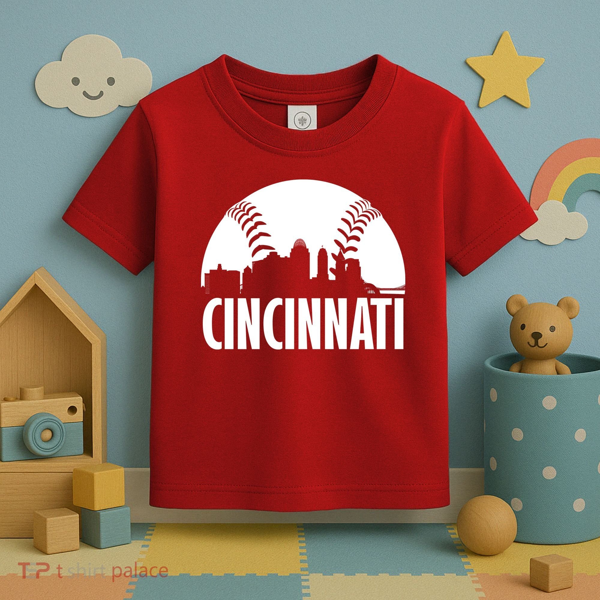 Cincinnati Baseball Skyline Toddler T-Shirt