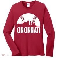 Cincinnati Baseball Skyline Women's Long Sleeve Shirt thumb 0