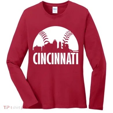 Cincinnati Baseball Skyline Women's Long Sleeve Shirt