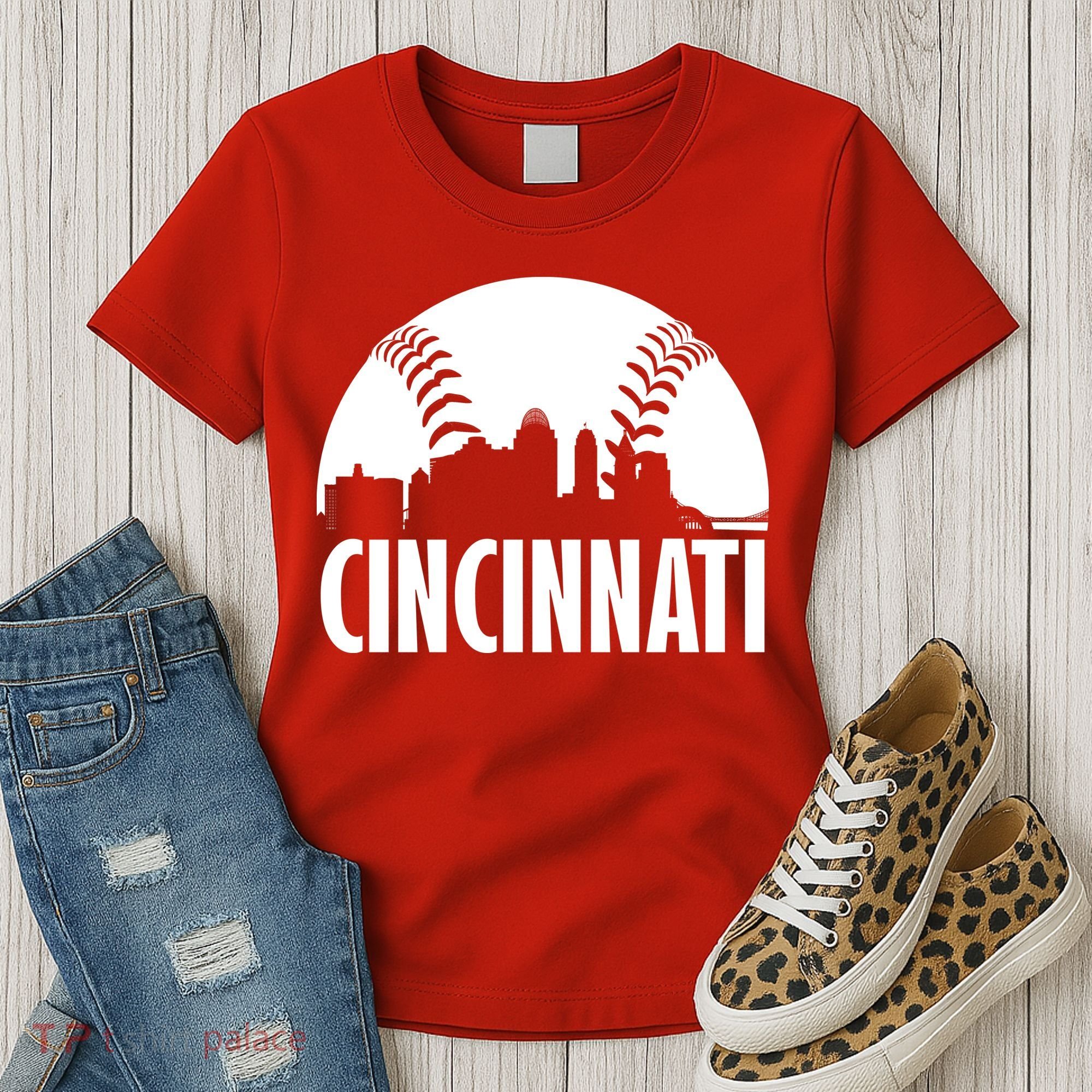 Cincinnati Baseball Skyline Women's T-Shirt