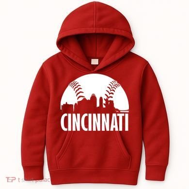 Cincinnati Baseball Skyline Kids Hoodie