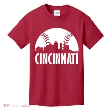 Cincinnati Baseball Skyline Kids T-Shirt