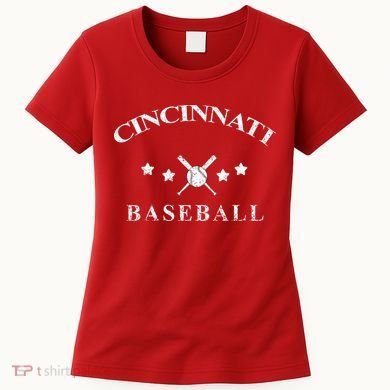 Cincinnati Vintage Baseball Throwback Retro Women's T-Shirt
