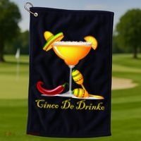 Cinco De Drinko Margarita Mayo Funny Day of the Dead Golf Towel thumb 1