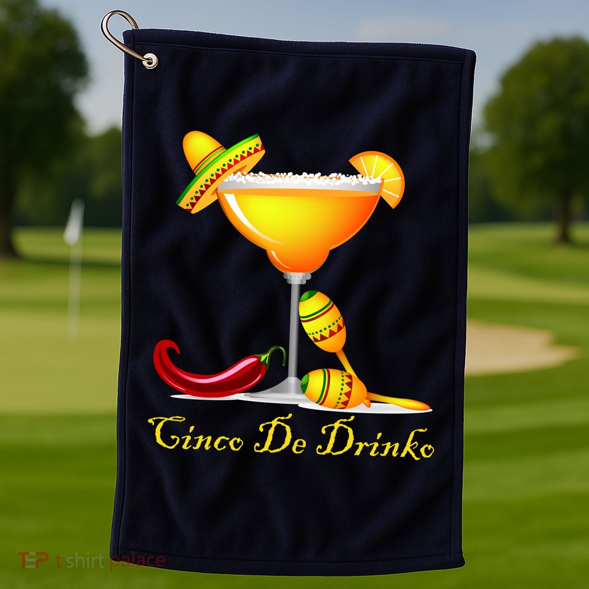 Cinco De Drinko Margarita Mayo Funny Day of the Dead Golf Towel
