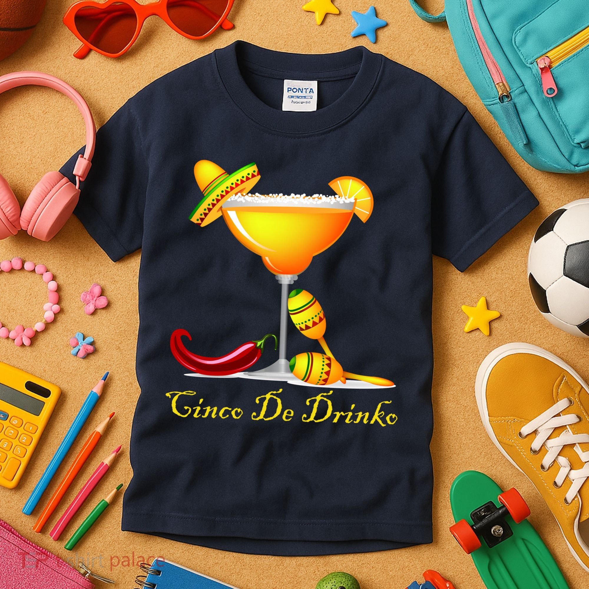 Cinco De Drinko Margarita Mayo Funny Day of the Dead Kids T-Shirt